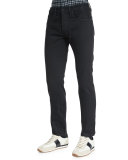 Regular-Fit Resin-Coated Selvedge Jeans, Black