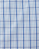 Box Check Mitered-Cuff Dress Shirt, White/Blue