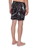 Midnight Forest Printed Swim Trunks, Black