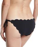 Mott Tie-Side Scalloped Swim Bottom, Papaya