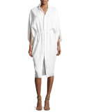 Trina Envelope-Sleeve Drawstring Shirtdress