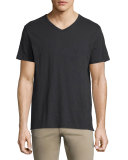 Slub Short-Sleeve V-Neck T-Shirt, Black