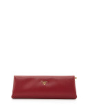 Saffiano East-West Frame Clutch Bag, Wine (Cerise)