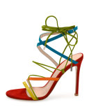 Strappy Suede 105mm Sandal, Multi