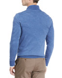 Striped Wool Quarter-Zip Sweater, Hawaiian Blue