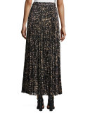 Sunburst Flare Printed Maxi Skirt, Clinton Metallic Leopard