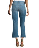 The Kick Flare-Leg Cropped Jeans, Blue Ocean Destroy