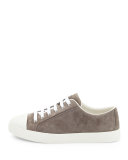 Ping Pong Suede Cap-Toe Low-Top Sneaker, Ghiaia