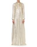 Sequined Metallic Caftan, Ivory