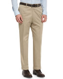 Phi Flat-Front Cotton-Cashmere Trousers, Tan