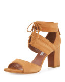 Reed Suede Lace-Up Sandal, Sand