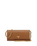Saffiano Leather Wallet-on-Chain, Brown (Cannella)