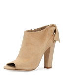 Dylan Bow Peep-Toe Bootie, Camel