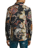 Western Floral Snake Sport Shirt, Dark Blue