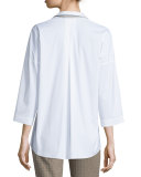 Analeigh Bracelet-Sleeve Blouse, White