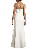 Strapless Structured Crepe Gown, Off White