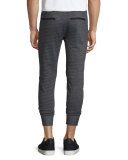 Textured Knit Drawstring Jogger Pants, Black