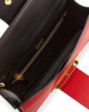 Printed Madras Metal Ribbon Clutch, Black/Fire (Nero+Fuoco)