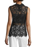 Sleeveless Lace Blouse, Black