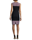 Martinique Placed Tweed Sleeveless Dress, Caviar/Multi