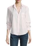 Eileen Button-Front Shirt, Light Pink