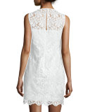 Sleeveless Lace Sheath Dress, Whitewash