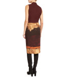 Graphic-Print Pencil Skirt, Cabernet Multi