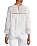 Ganden Long-Sleeve Lace Top, White