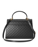 Padlock Medium Guccissima Top-Handle Satchel Bag, Black