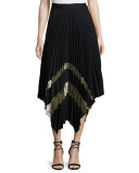 Palma Metallic Plissé Midi Skirt