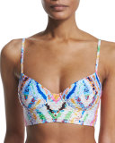 Rainbow-Printed Underwire Bustier Swim Top