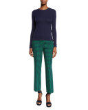 Polka-Dot Flared Ankle Pants, Maritime/Garden