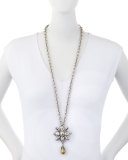 Pearly Crystal Dangling Pin/Pendant with Necklace Chain