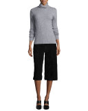 Suede Culotte Pants, Black  