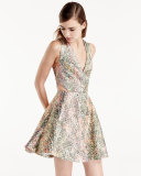 Varita Printed Fit-and-Flare Dress, Multicolor