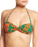 Minorca Printed Twisted Bandeau Swim Top, Athena/Green