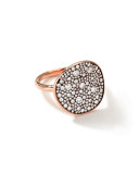 18k Rose Gold Stardust Disc Ring with Diamonds