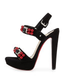 Pyrabubble Studded Red Sole Sandal, Black/Red