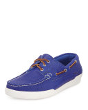 Men's USA Bison Boat Shoe, Royal Blue 