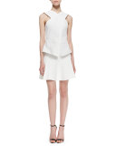 Ingrid A-Line Stretch-Knit Skirt, Gardenia
