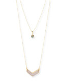 Laurel Double-Chain Druzy Pendant Necklace, Natural