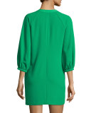 3/4-Sleeve Crepe Shift Dress