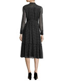 silk chiffon pin dot shirtdress, black/cream