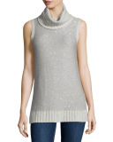 Sleeveless Sequin Cashmere Turtleneck