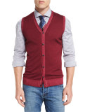 Washed Cashmere Sweater Vest, Red