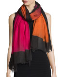 Mika Colorblock Wool Scarf, Pink/Orange