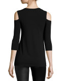 Deneuve Cold-Shoulder Top, Black
