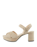 Crisscross Suede Platform Sandal, Quarzo