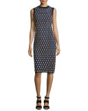 Carolina Sleeveless Knit Sheath Dress, Navy