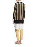Sequined Collegiate-Stripe Cardigan, Multi